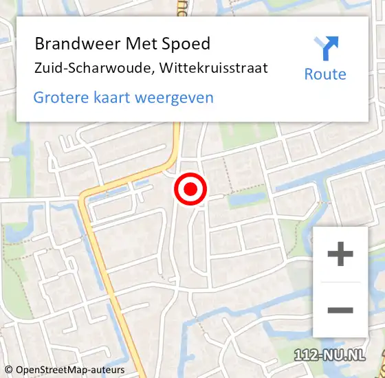Locatie op kaart van de 112 melding: Brandweer Met Spoed Naar Zuid-Scharwoude, Wittekruisstraat op 3 mei 2022 22:45
