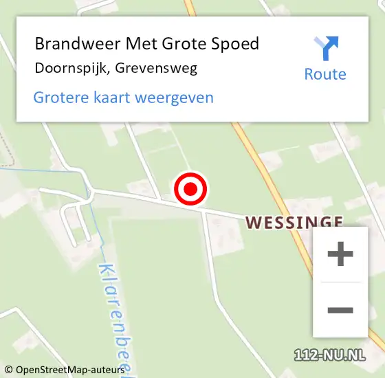 Locatie op kaart van de 112 melding: Brandweer Met Grote Spoed Naar Doornspijk, Grevensweg op 3 mei 2022 23:32