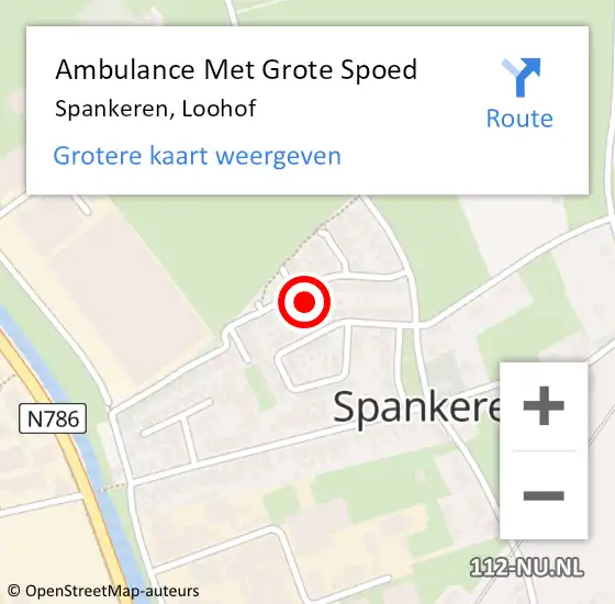 Locatie op kaart van de 112 melding: Ambulance Met Grote Spoed Naar Spankeren, Loohof op 4 mei 2022 05:49