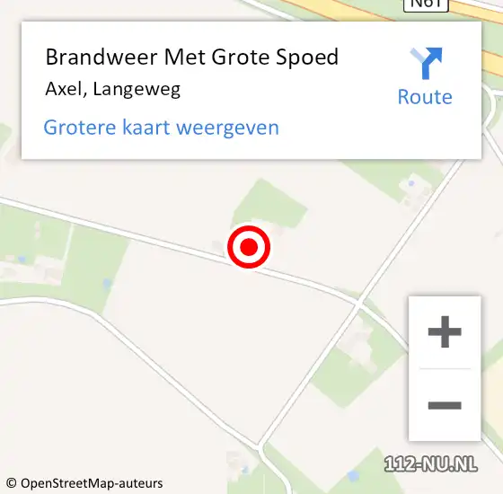 Locatie op kaart van de 112 melding: Brandweer Met Grote Spoed Naar Axel, Langeweg op 4 mei 2022 07:40
