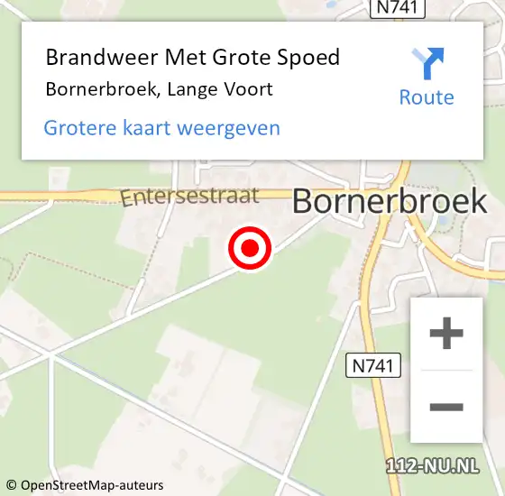 Locatie op kaart van de 112 melding: Brandweer Met Grote Spoed Naar Bornerbroek, Lange Voort op 4 mei 2022 11:26