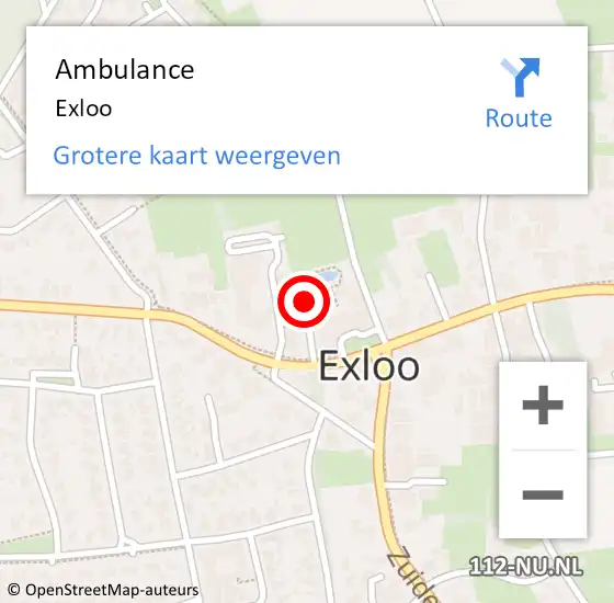 Locatie op kaart van de 112 melding: Ambulance Exloo op 4 mei 2022 12:54