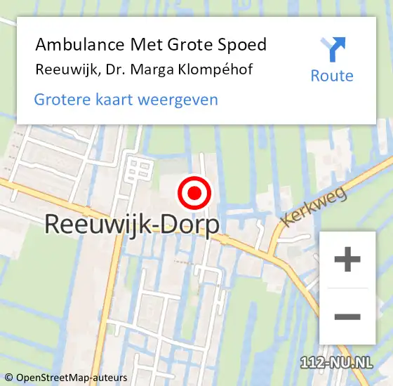 Locatie op kaart van de 112 melding: Ambulance Met Grote Spoed Naar Reeuwijk, Dr. Marga Klompéhof op 4 mei 2022 13:23