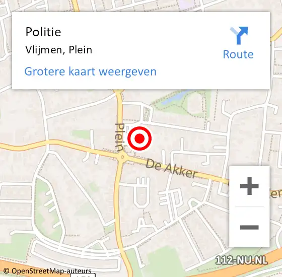 Locatie op kaart van de 112 melding: Politie Vlijmen, Plein op 4 mei 2022 13:34