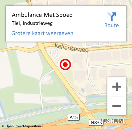 Locatie op kaart van de 112 melding: Ambulance Met Spoed Naar Tiel, Industrieweg op 4 mei 2022 15:00