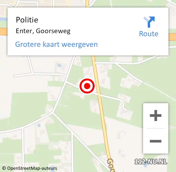 Locatie op kaart van de 112 melding: Politie Enter, Goorseweg op 4 mei 2022 17:18