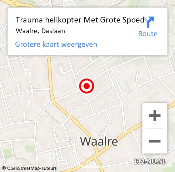 Locatie op kaart van de 112 melding: Trauma helikopter Met Grote Spoed Naar Waalre, Daslaan op 4 mei 2022 17:25