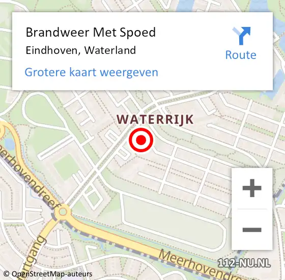 Locatie op kaart van de 112 melding: Brandweer Met Spoed Naar Eindhoven, Waterland op 4 mei 2022 18:39
