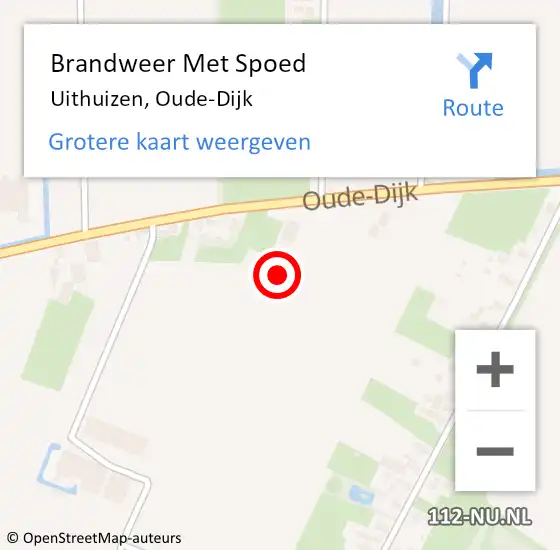 Locatie op kaart van de 112 melding: Brandweer Met Spoed Naar Uithuizen, Oude-Dijk op 4 mei 2022 20:05