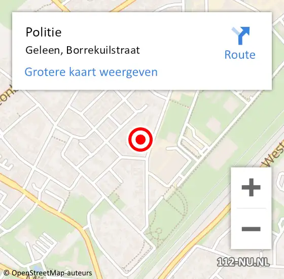 Locatie op kaart van de 112 melding: Politie Geleen, Borrekuilstraat op 4 mei 2022 21:55
