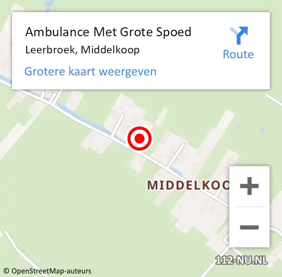 Locatie op kaart van de 112 melding: Ambulance Met Grote Spoed Naar Leerbroek, Middelkoop op 4 mei 2022 23:30