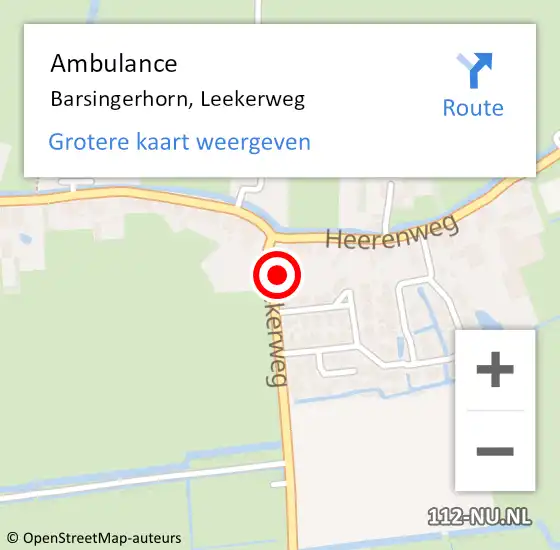 Locatie op kaart van de 112 melding: Ambulance Barsingerhorn, Leekerweg op 4 mei 2022 23:36