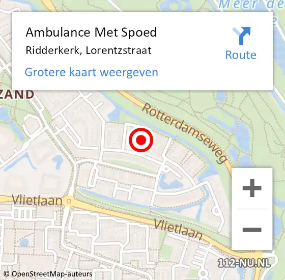 Locatie op kaart van de 112 melding: Ambulance Met Spoed Naar Ridderkerk, Lorentzstraat op 4 mei 2022 23:39