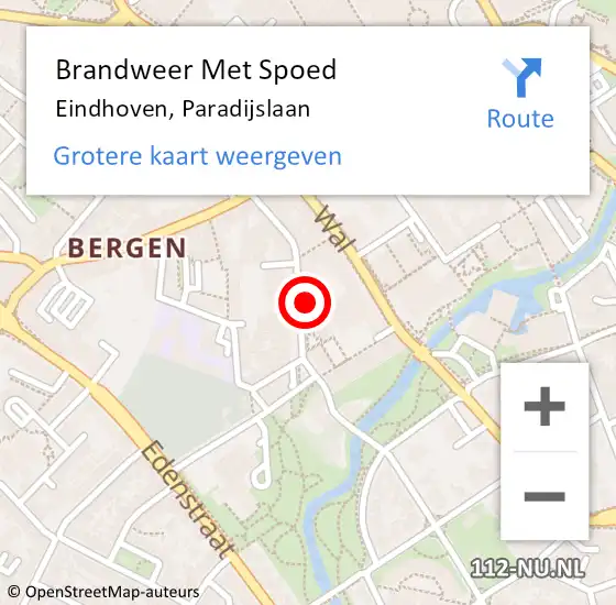 Locatie op kaart van de 112 melding: Brandweer Met Spoed Naar Eindhoven, Paradijslaan op 5 mei 2022 03:13