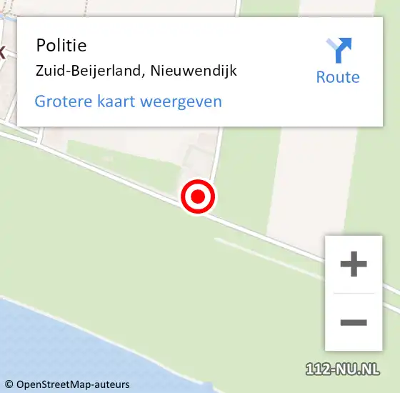 Locatie op kaart van de 112 melding: Politie Zuid-Beijerland, Nieuwendijk op 5 mei 2022 04:38