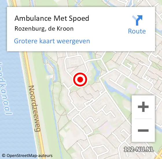 Locatie op kaart van de 112 melding: Ambulance Met Spoed Naar Rozenburg, de Kroon op 5 mei 2022 07:59