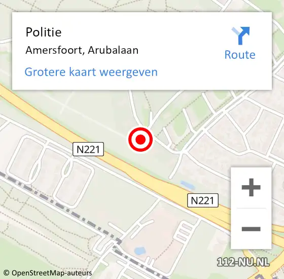 Locatie op kaart van de 112 melding: Politie Amersfoort, Arubalaan op 5 mei 2022 08:41