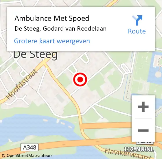 Locatie op kaart van de 112 melding: Ambulance Met Spoed Naar De Steeg, Godard van Reedelaan op 5 mei 2022 09:48