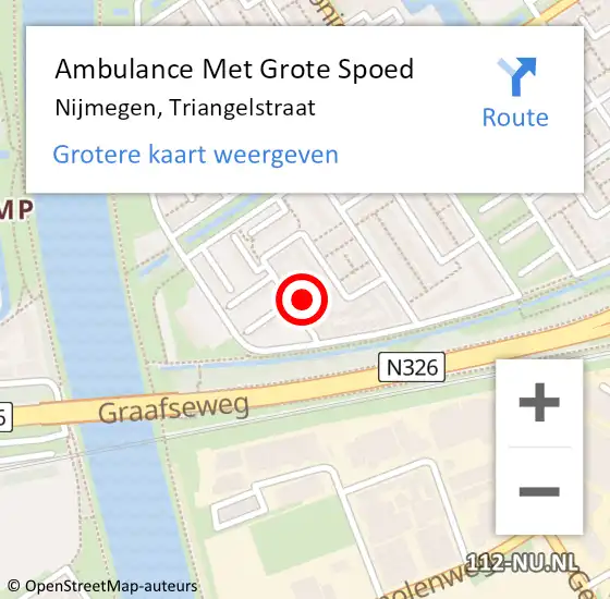 Locatie op kaart van de 112 melding: Ambulance Met Grote Spoed Naar Nijmegen, Triangelstraat op 5 mei 2022 12:08