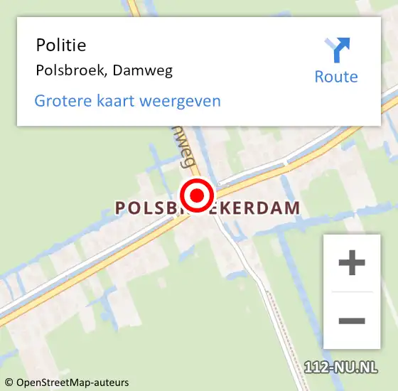 Locatie op kaart van de 112 melding: Politie Polsbroek, Damweg op 5 mei 2022 12:22