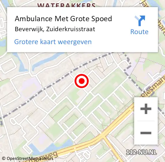 Locatie op kaart van de 112 melding: Ambulance Met Grote Spoed Naar Beverwijk, Zuiderkruisstraat op 5 mei 2022 13:59