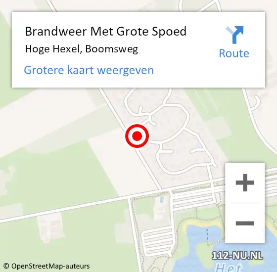 Locatie op kaart van de 112 melding: Brandweer Met Grote Spoed Naar Hoge Hexel, Boomsweg op 5 mei 2022 14:30