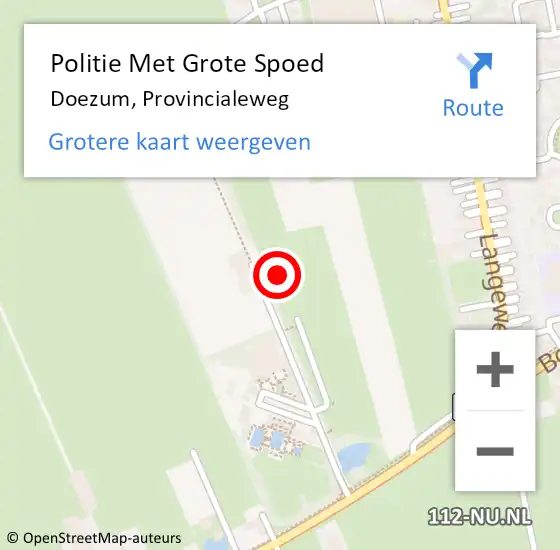Locatie op kaart van de 112 melding: Politie Met Grote Spoed Naar Doezum, Provincialeweg op 5 mei 2022 15:24