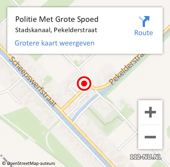 Locatie op kaart van de 112 melding: Politie Met Grote Spoed Naar Stadskanaal, Pekelderstraat op 5 mei 2022 17:36