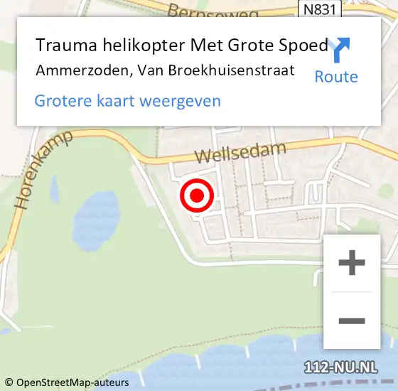 Locatie op kaart van de 112 melding: Trauma helikopter Met Grote Spoed Naar Ammerzoden, Van Broekhuisenstraat op 5 mei 2022 17:56
