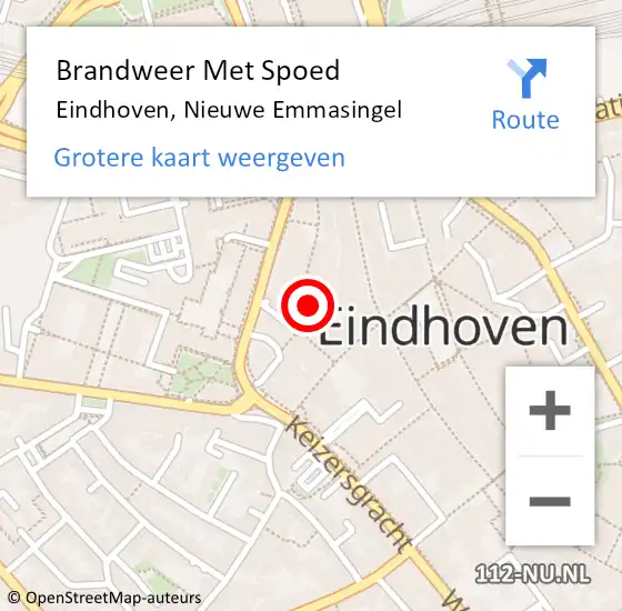 Locatie op kaart van de 112 melding: Brandweer Met Spoed Naar Eindhoven, Nieuwe Emmasingel op 5 mei 2022 18:07