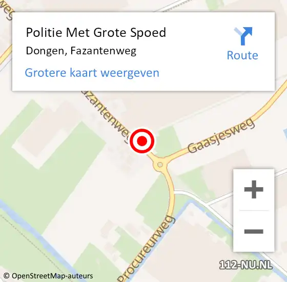 Locatie op kaart van de 112 melding: Politie Met Grote Spoed Naar Dongen, Fazantenweg op 5 mei 2022 19:59