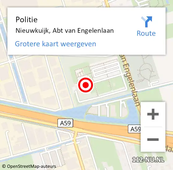Locatie op kaart van de 112 melding: Politie Nieuwkuijk, Abt van Engelenlaan op 6 mei 2022 00:21