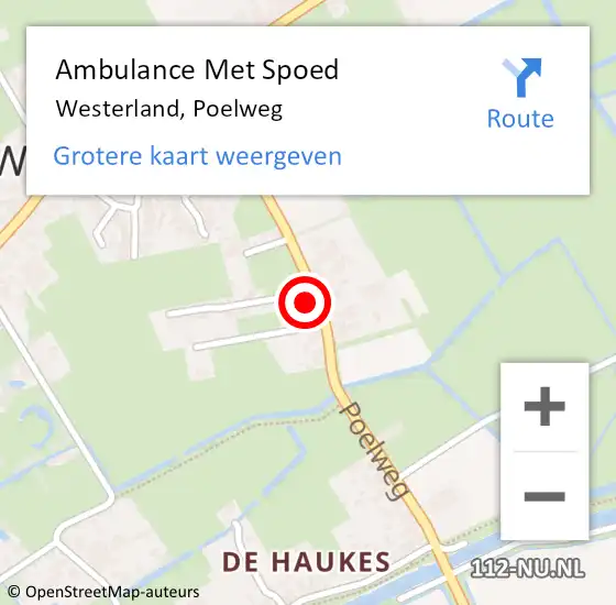 Locatie op kaart van de 112 melding: Ambulance Met Spoed Naar Westerland, Poelweg op 6 mei 2022 02:10