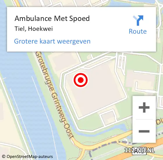 Locatie op kaart van de 112 melding: Ambulance Met Spoed Naar Tiel, Hoekwei op 6 mei 2022 04:38