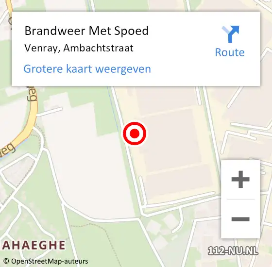 Locatie op kaart van de 112 melding: Brandweer Met Spoed Naar Venray, Ambachtstraat op 6 mei 2022 08:34
