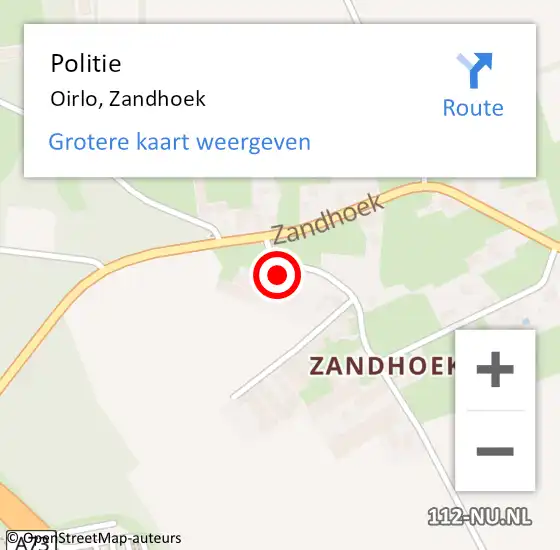 Locatie op kaart van de 112 melding: Politie Oirlo, Zandhoek op 6 mei 2022 13:46