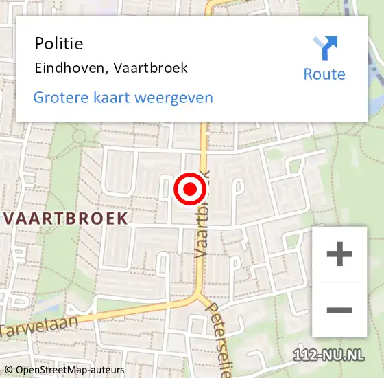 Locatie op kaart van de 112 melding: Politie Eindhoven, Vaartbroek op 6 mei 2022 14:36