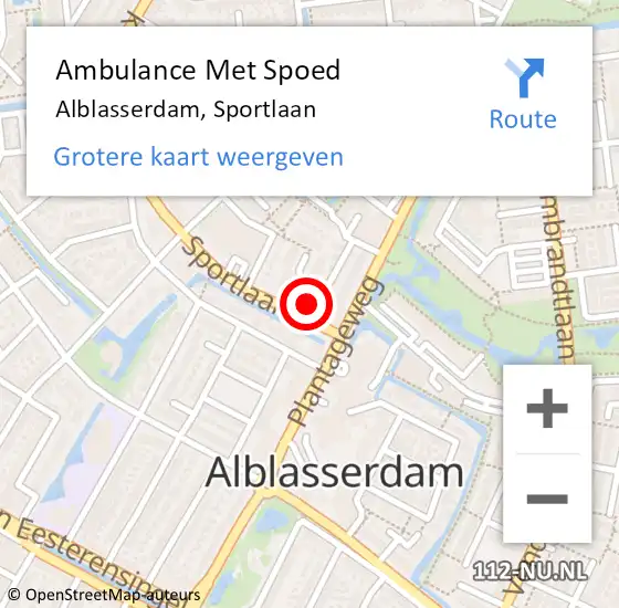 Locatie op kaart van de 112 melding: Ambulance Met Spoed Naar Alblasserdam, Sportlaan op 6 mei 2022 15:18