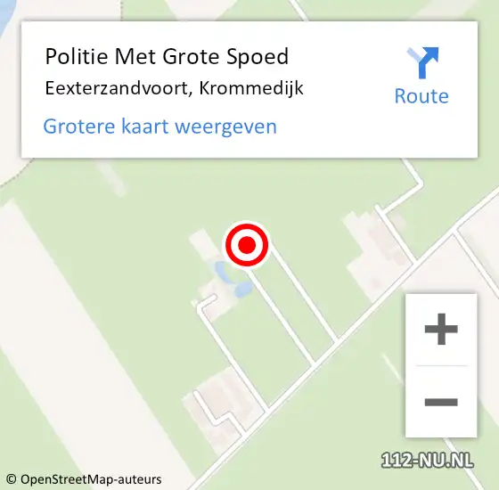 Locatie op kaart van de 112 melding: Politie Met Grote Spoed Naar Eexterzandvoort, Krommedijk op 6 mei 2022 16:08