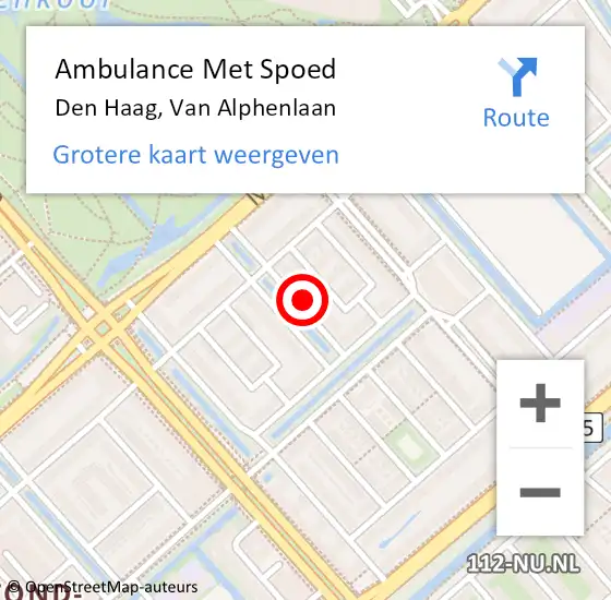 Locatie op kaart van de 112 melding: Ambulance Met Spoed Naar Den Haag, Van Alphenlaan op 6 mei 2022 17:06