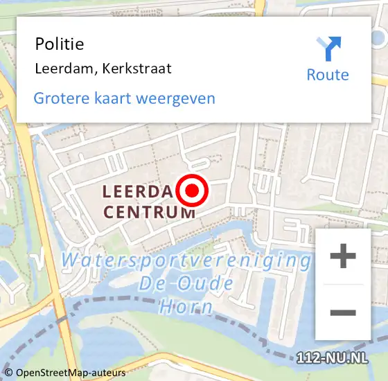 Locatie op kaart van de 112 melding: Politie Leerdam, Kerkstraat op 6 mei 2022 18:19