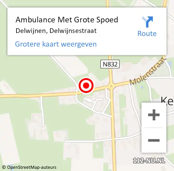 Locatie op kaart van de 112 melding: Ambulance Met Grote Spoed Naar Delwijnen, Delwijnsestraat op 6 mei 2022 19:50