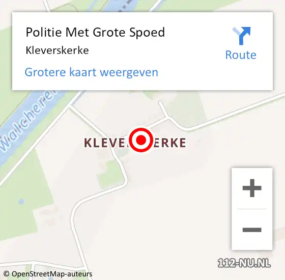 Locatie op kaart van de 112 melding: Politie Met Grote Spoed Naar Kleverskerke op 6 mei 2022 20:14