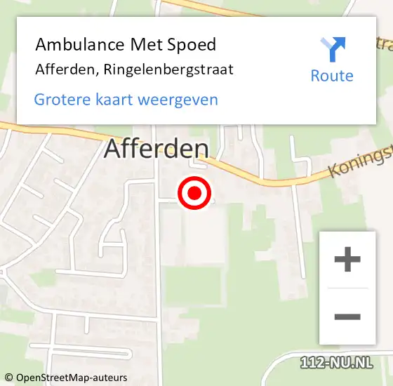 Locatie op kaart van de 112 melding: Ambulance Met Spoed Naar Afferden, Ringelenbergstraat op 6 mei 2022 21:48