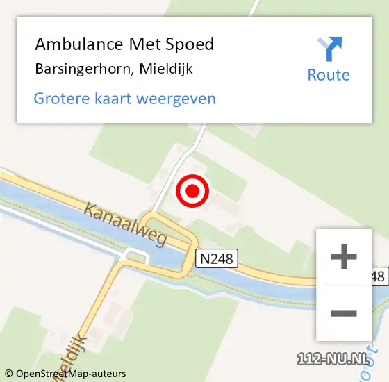 Locatie op kaart van de 112 melding: Ambulance Met Spoed Naar Barsingerhorn, Mieldijk op 7 mei 2022 00:32