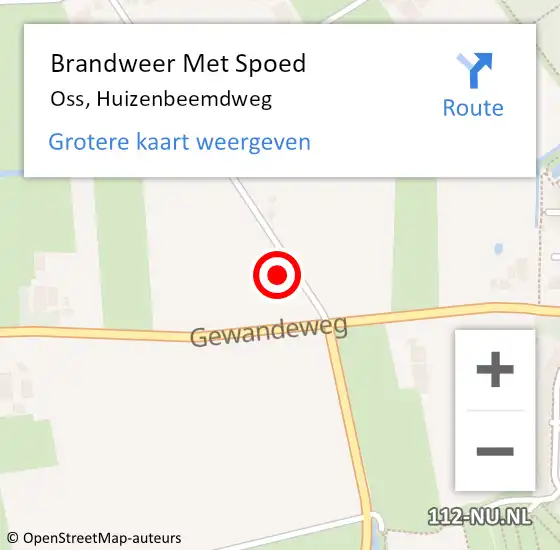 Locatie op kaart van de 112 melding: Brandweer Met Spoed Naar Oss, Huizenbeemdweg op 7 mei 2022 01:16