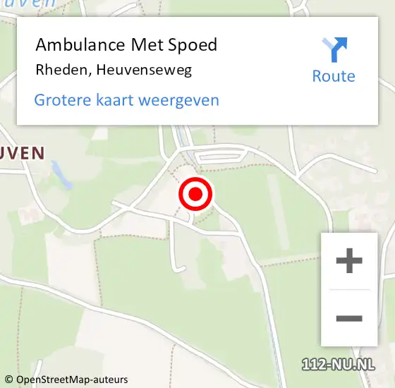 Locatie op kaart van de 112 melding: Ambulance Met Spoed Naar Rheden, Heuvenseweg op 7 mei 2022 04:29