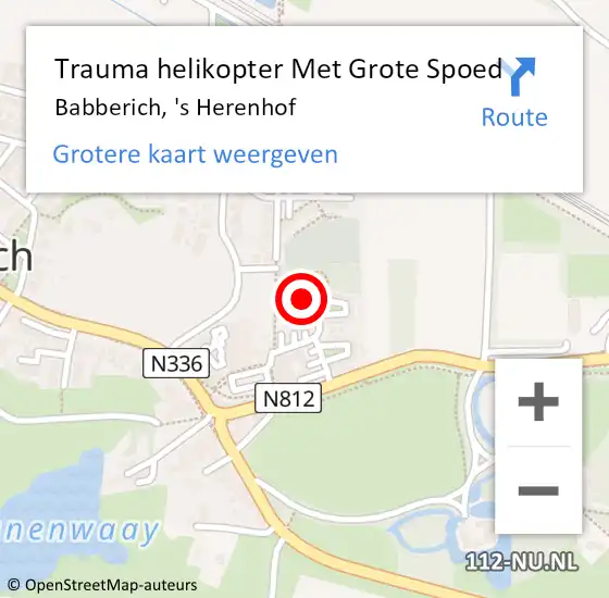 Locatie op kaart van de 112 melding: Trauma helikopter Met Grote Spoed Naar Babberich, 's Herenhof op 7 mei 2022 04:51