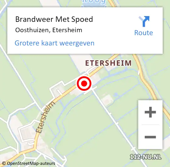Locatie op kaart van de 112 melding: Brandweer Met Spoed Naar Oosthuizen, Etersheim op 7 mei 2022 04:54