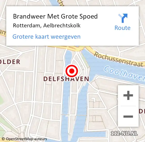 Locatie op kaart van de 112 melding: Brandweer Met Grote Spoed Naar Rotterdam, Aelbrechtskolk op 7 mei 2022 05:23